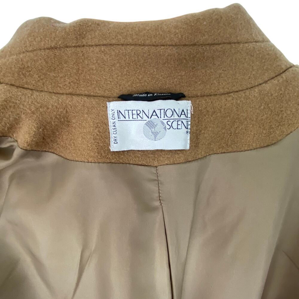 Vintage International Scene Camel Wool Long Double Breasted Maxi Coat Large - Picture 13 of 14